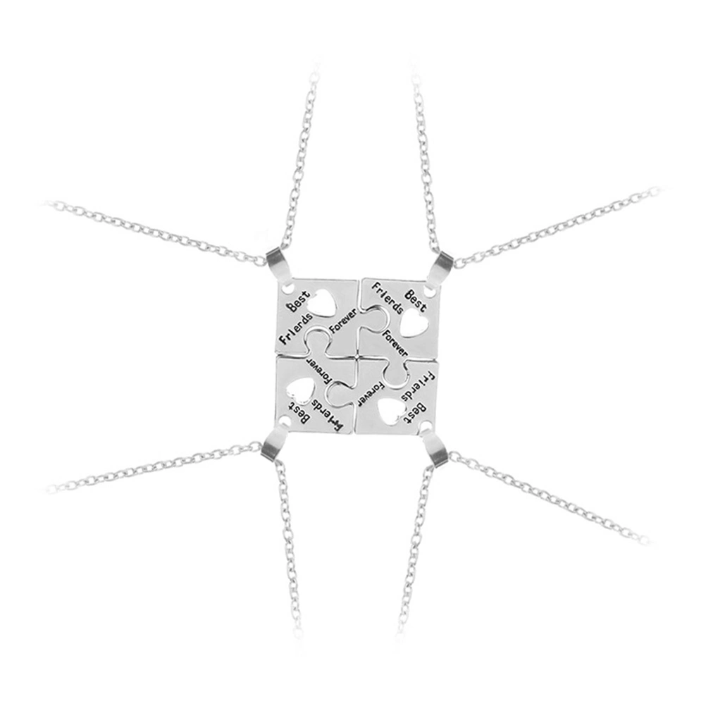 4pcs Forever Letter Puzzle Piece Pendant Necklaces Friendship Necklaces
