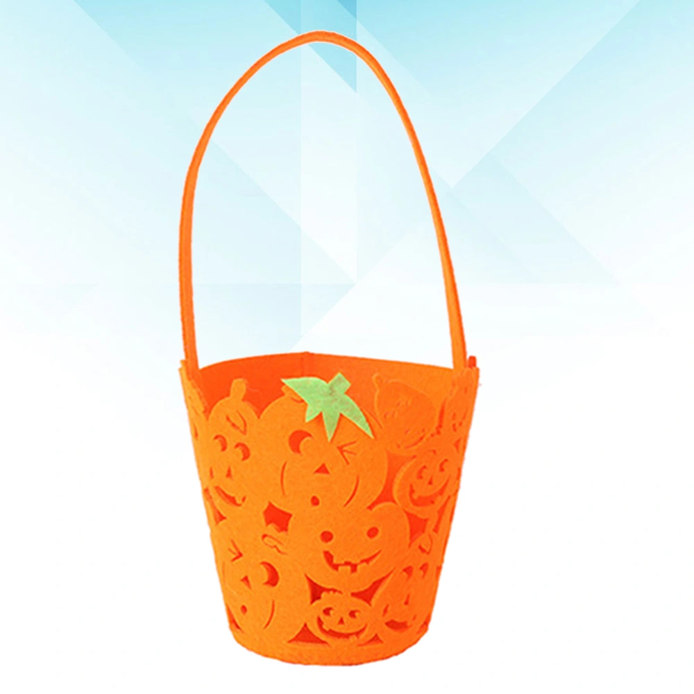 Halloween Portable Hollow Pumpkin Bucket Children Trick or Treat Pumpkin Candy Pail Holder (Orange)