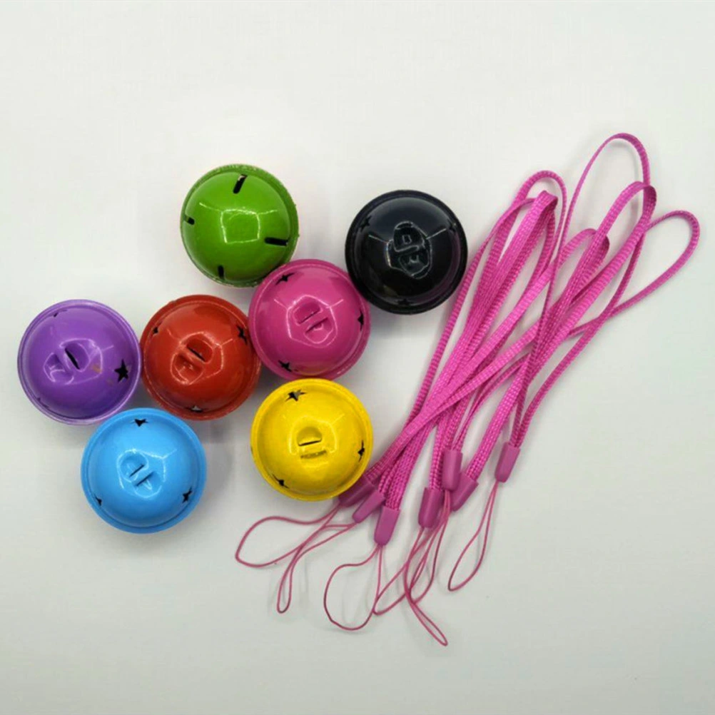 3pcs Colorful Painted Jingle Bell Pendant with Lanyard Strap Metal Bells Accessory for Handbags Phone Keychain Crafts (Random Color)