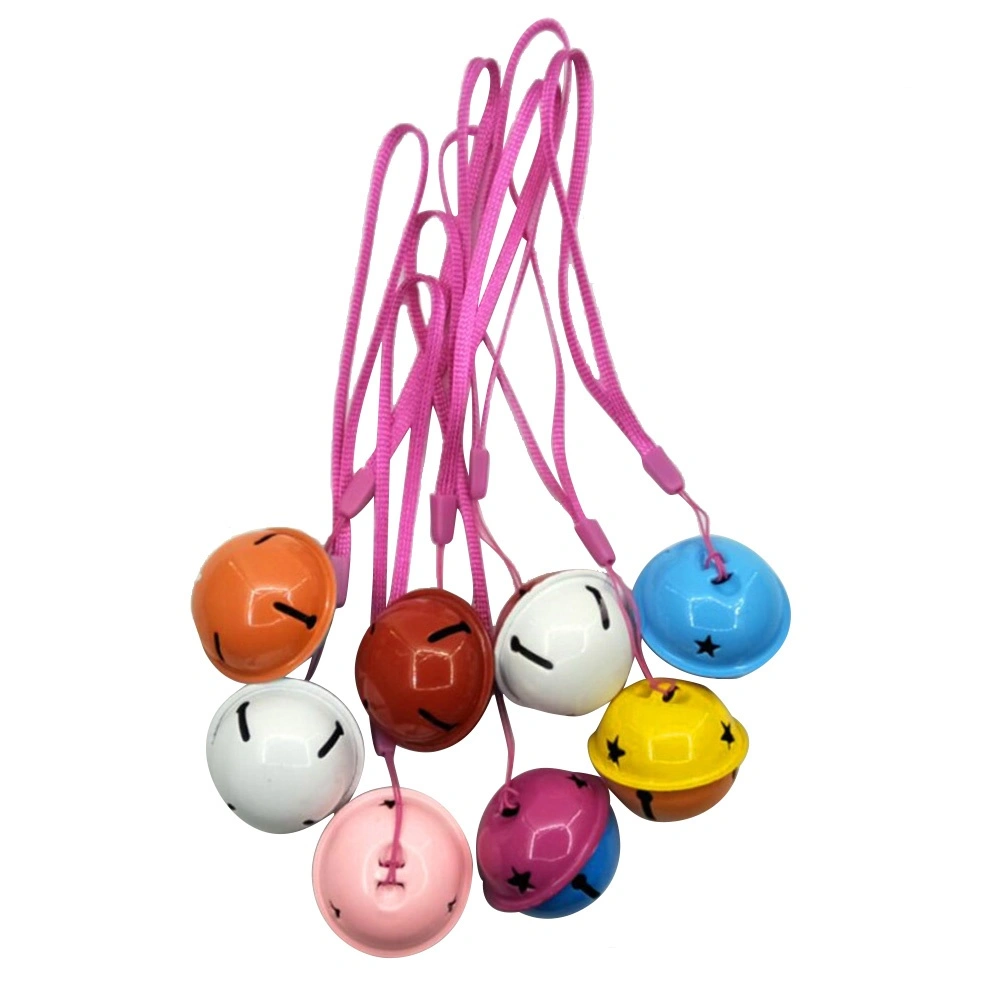 3pcs Colorful Painted Jingle Bell Pendant with Lanyard Strap Metal Bells Accessory for Handbags Phone Keychain Crafts (Random Color)
