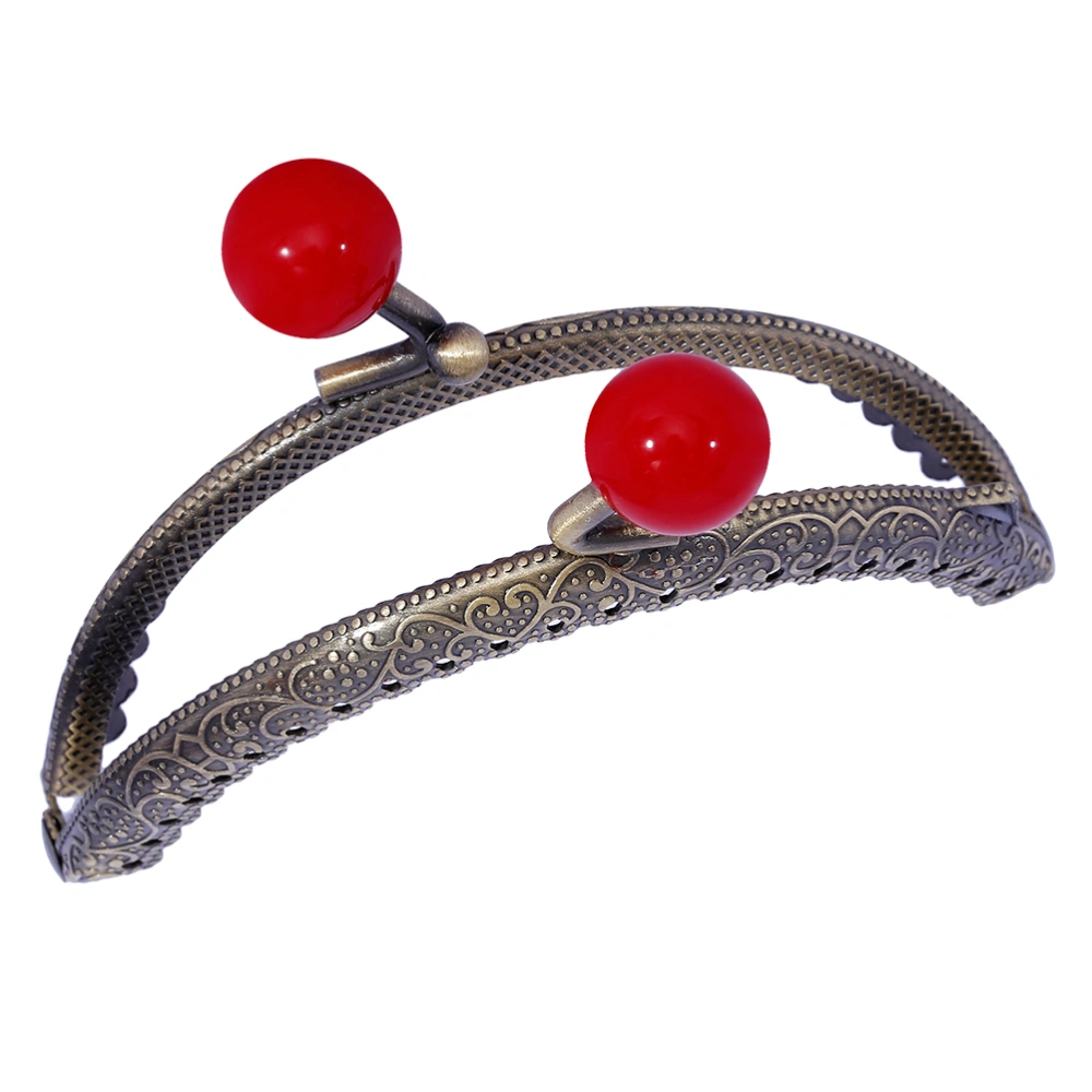 8.5cm Retro Semicircular Arch Iron Purse Frame Coin Bag Decorative Red Pearl Kiss Clasp Lock for Bag Making DIY Craft Handmade