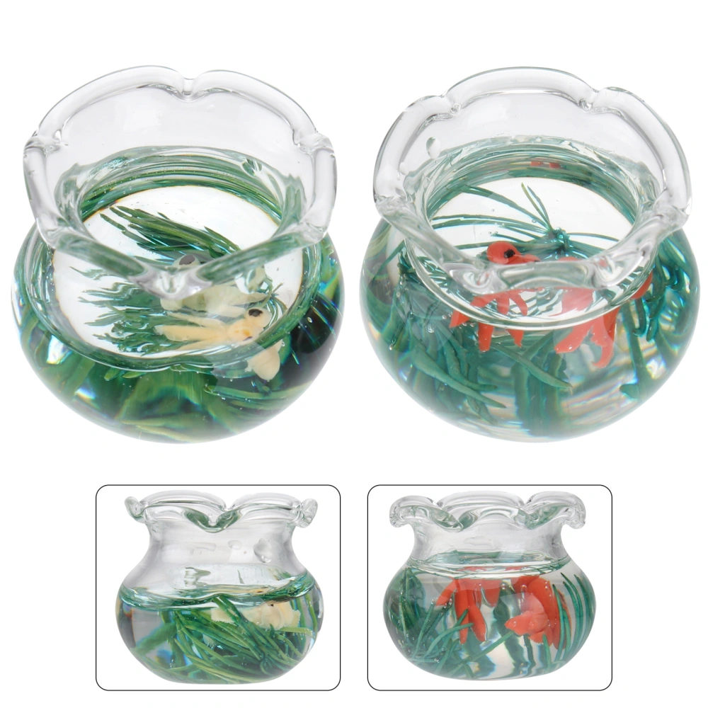 2 Pcs Mini House Fish Tank Ornaments Artificial Goldfish Aquarium Decor