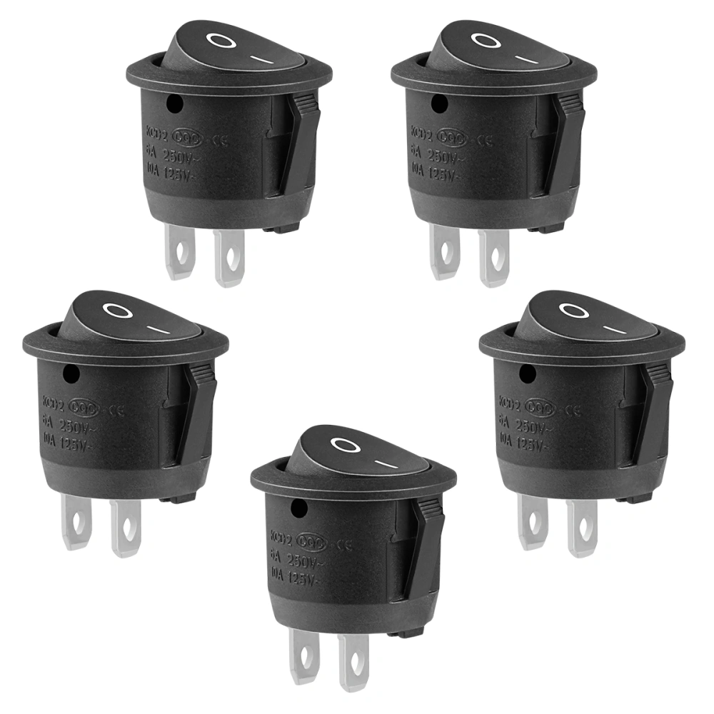 Winomo 5pcs 2-Pin Snap-In Round Rocker Latching ON/OFF Car/Boat Switch 10A/125V 6A/250V