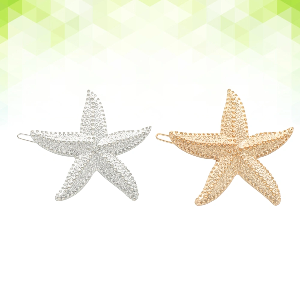 2Pcs Simple Hair Clips Sea Star Hairpins Fashion Bobby Pin Party Headdress Hair Accessories