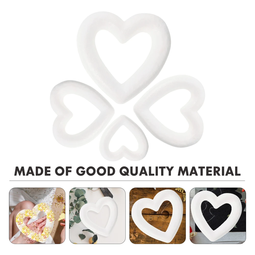 4pcs Valentine's Day Wedding Foam Heart Shaped Ornaments for DIY Crafts Making