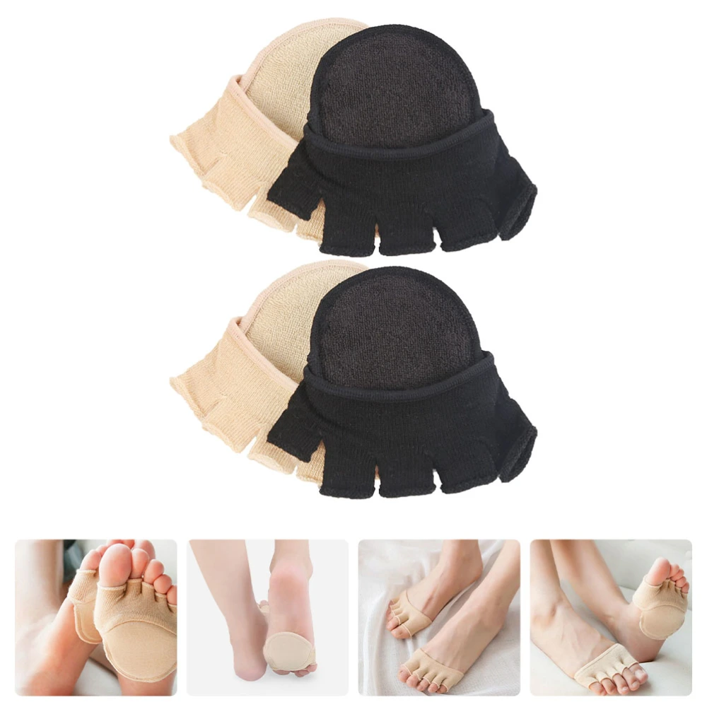 2 Pairs of Women Mule Toe Socks High Heel Shoes Liner Summer Open Toe Covers