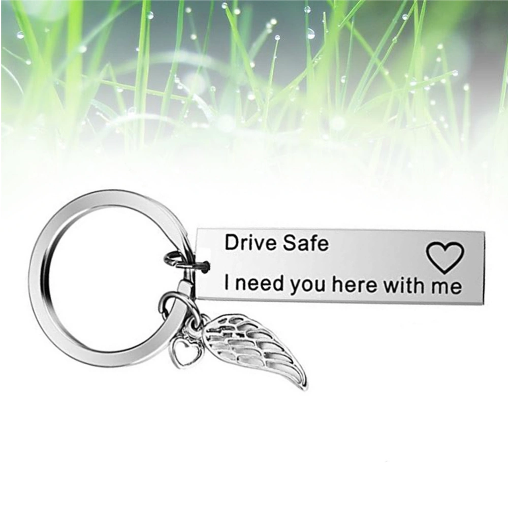 3pcs Stainless Steel Drive Safe Letter Keychain I Need You Here With Me Key Ring Car Key Chain for Lovers Couple Gifts