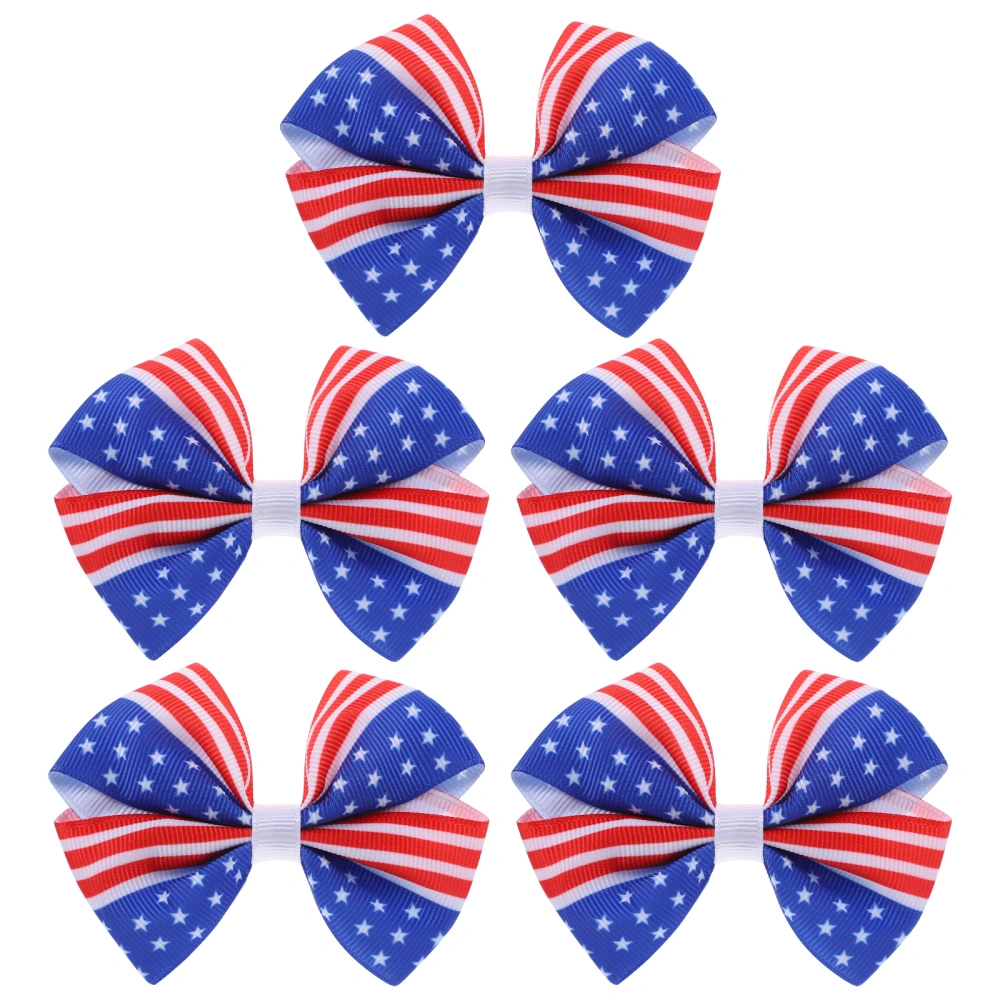 5pcs Bowknot Hairpins America Flag Stars and Stripes Hair Clips Kids Barrettes