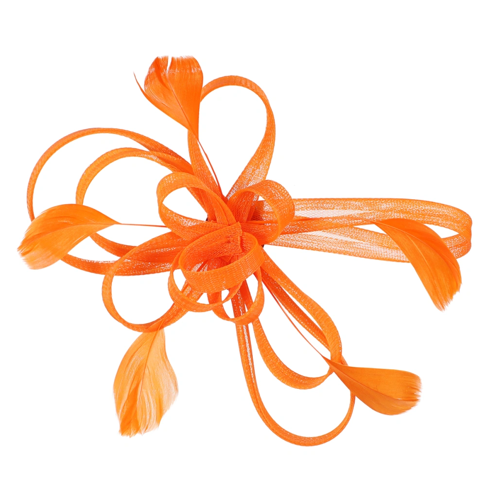 Frcolor Wedding Bridal Feather Fascinator Hair Clip Brooch Pin Hair Accessory Orange