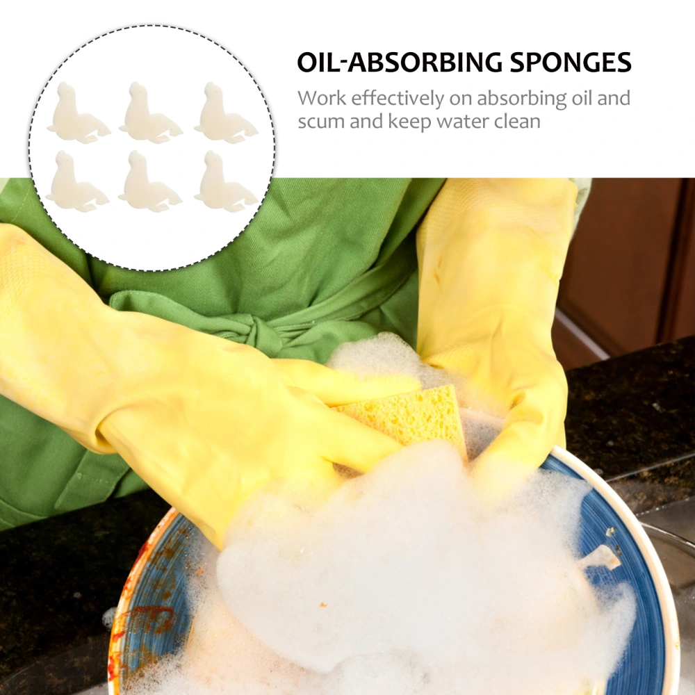 6pcs Pool Filter Oil Absorbing Scum Sponge Oil-absorbing Sponge (White)