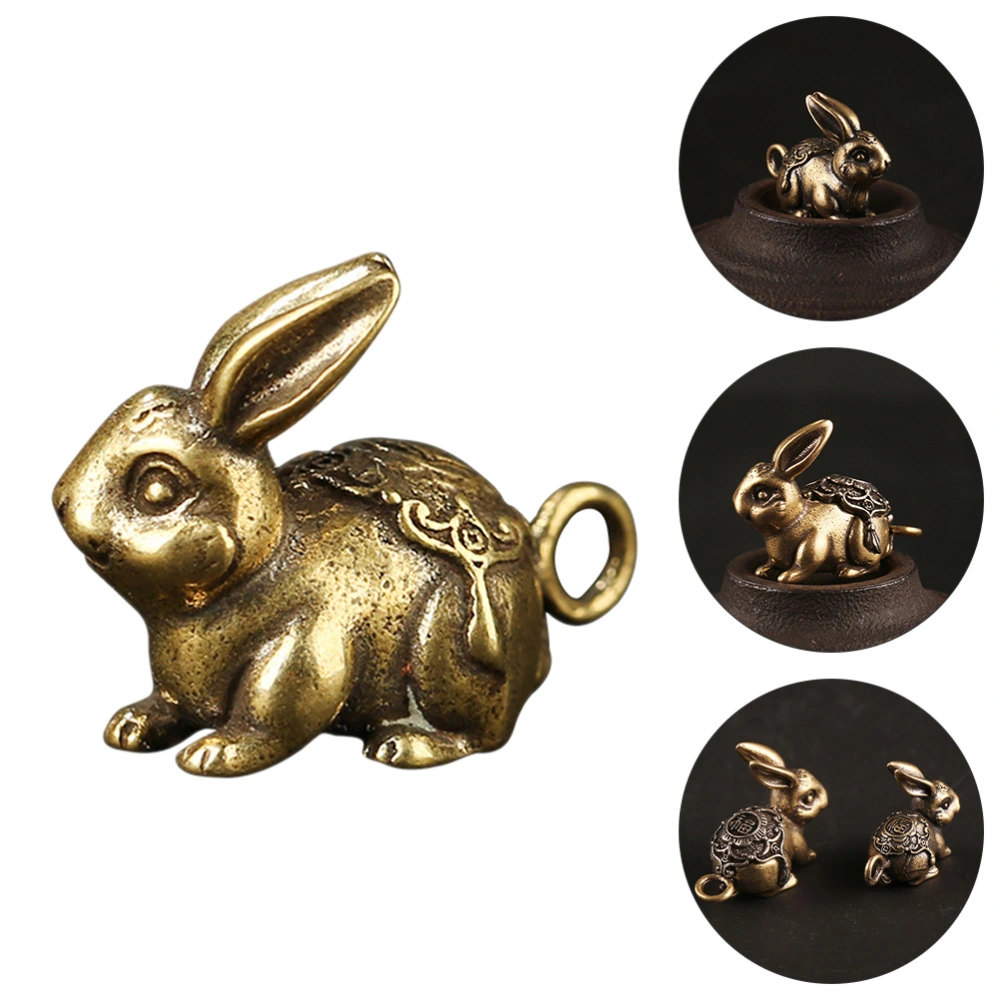 2Pcs Brass Rabbit Charms Brass Keychain Pendant Brass Bunny Pendant Bag Ornament