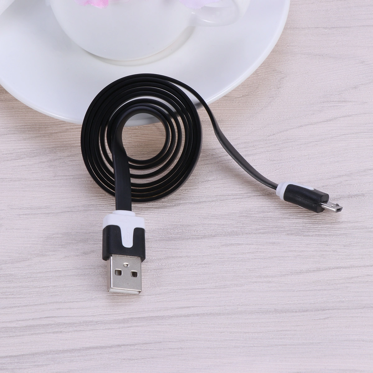 Android Fast Charger cable Durable Flat Noodle Micro USB Sync Quick Charger Cable for Tablet Smartphone Cell Phone MP3 Player (Black)