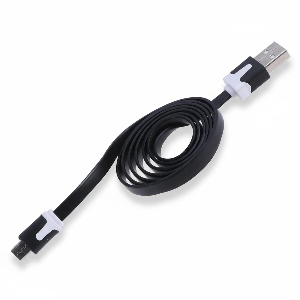 Android Fast Charger cable Durable Flat Noodle Micro USB Sync Quick Charger Cable for Tablet Smartphone Cell Phone MP3 Player (Black)
