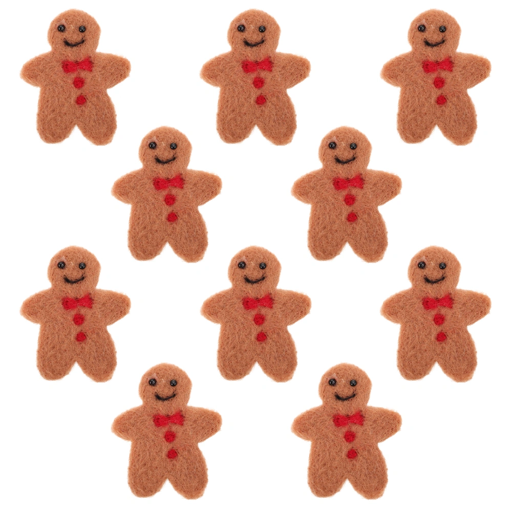 10Pcs Gingerbread Man Felt Pendants DIY Wool Felt Pendants Wreath Decor Materials