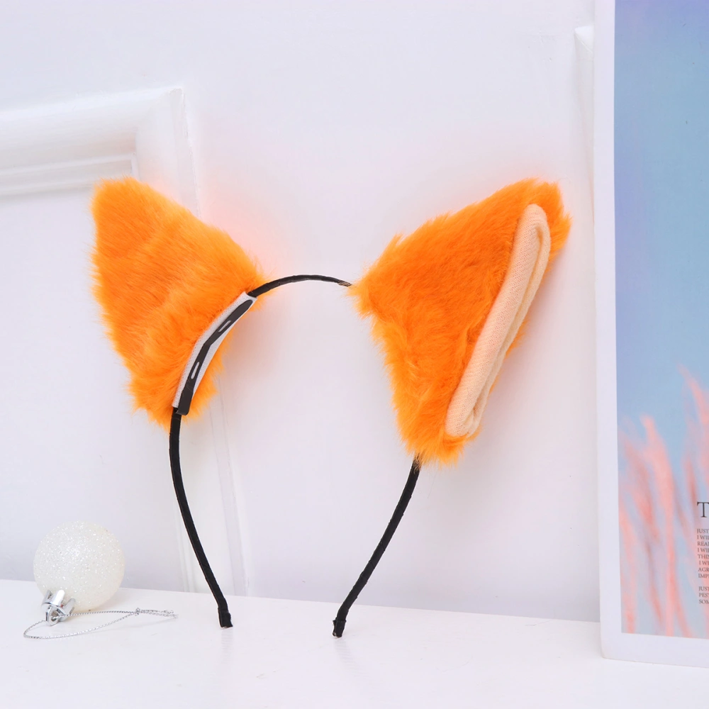 Plush Ear Hair Cartoon Stuffed Headband Headdress Hair Accessory for Women Girls Party Orange