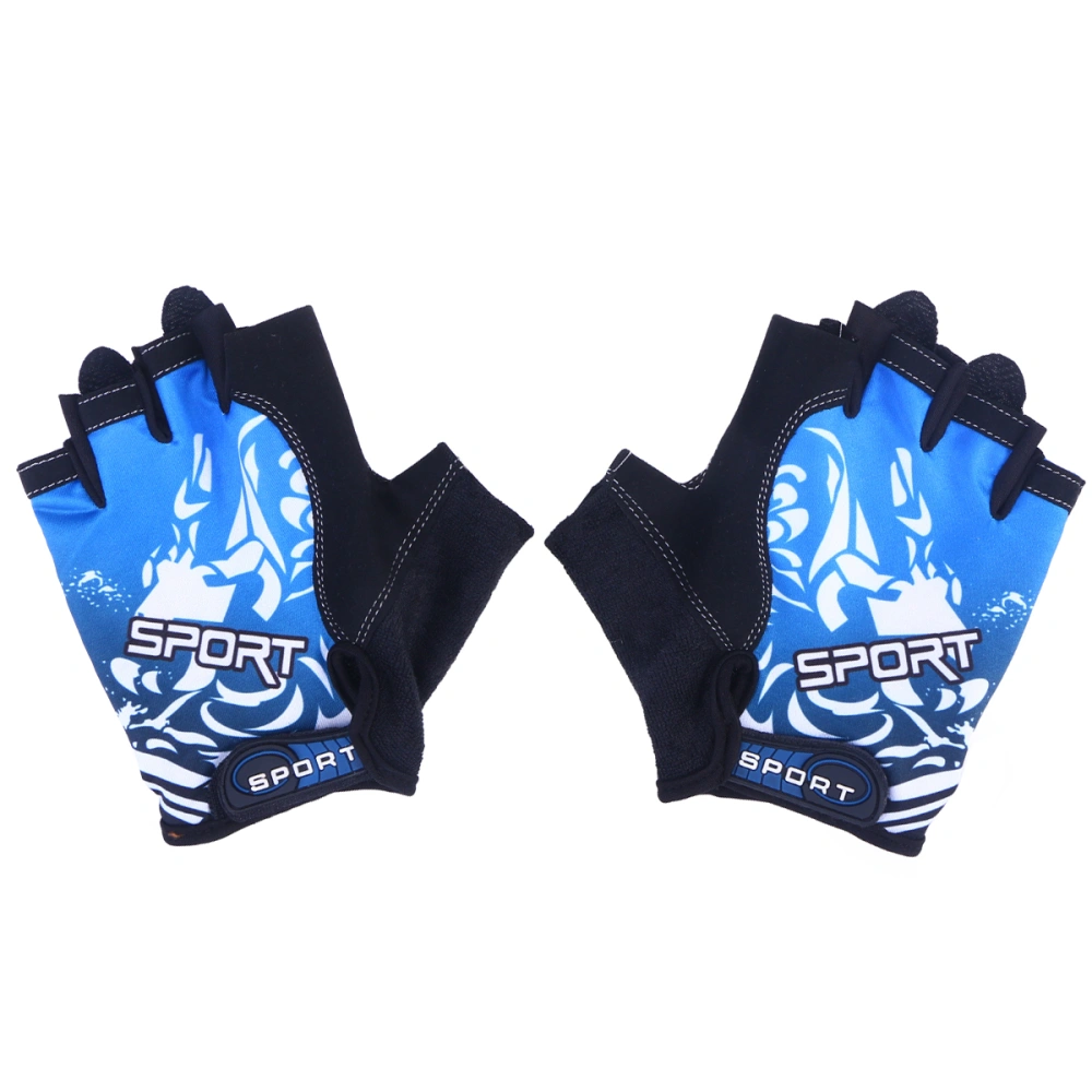 1 Pair Outdoor Sports Half Finger Gloves Non-Slip Breathable Workout Gloves for Cycling Climbing Fishing Riding Size M (Blue)