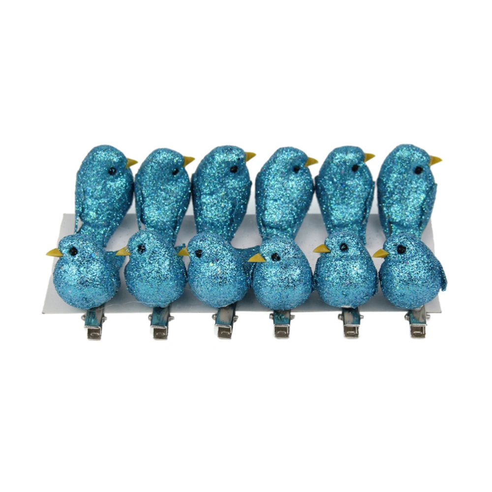 12 Pcs Simulated Birds Animal Headdress Miniature Figurine Hairpin Adorable Hair Clip (Blue)