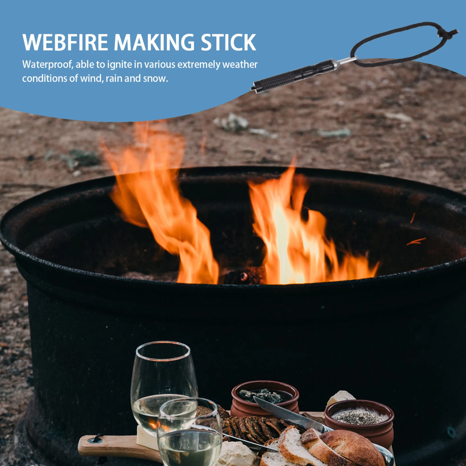 Portable Flint Outdoor Fire Making Stick Fire Staring Rod Outdoor Accessory