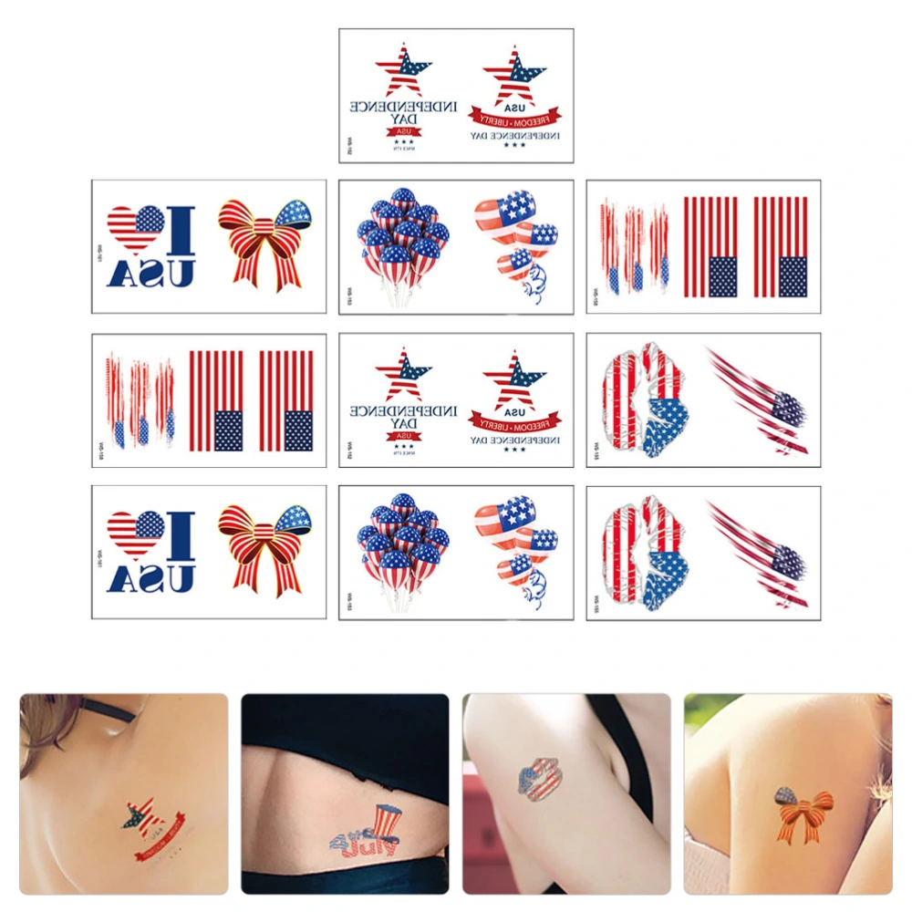 20Pcs Independence Day Temporary Sticker Decorative Face Body Decal Mixed Style