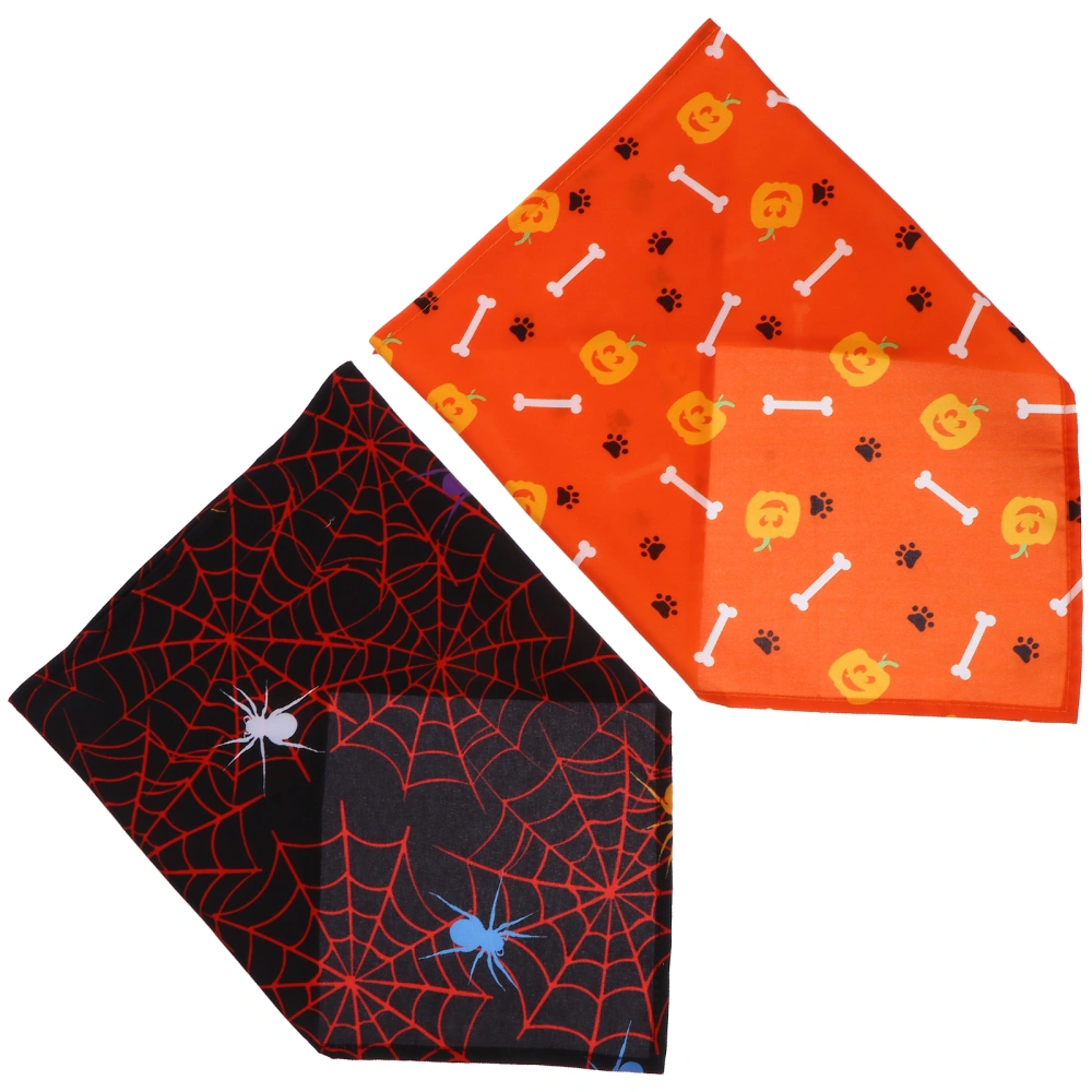 2pcs Halloween Dog Bandanas Halloween Bandanas Pet Dog Scarves Neck Decor