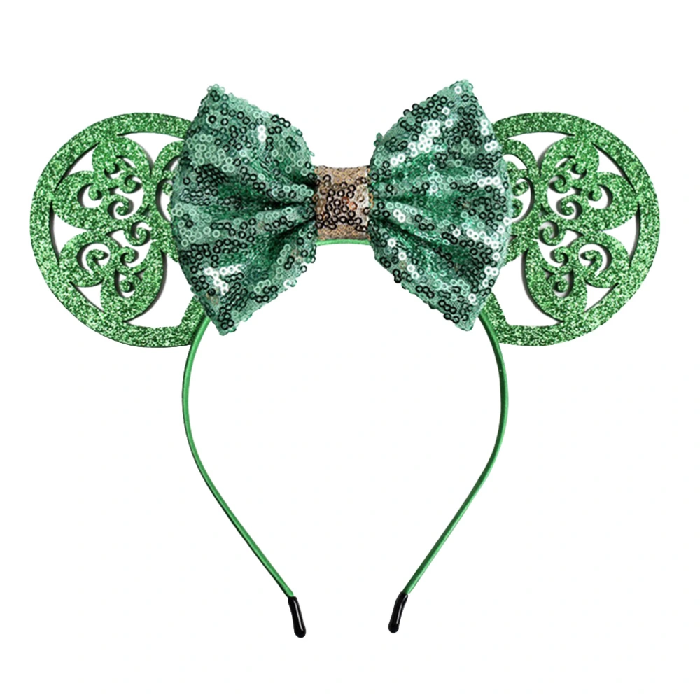 Kids Baby Girls St Patrick's Day Headband Sequins Bowknot Hair Headpiece for Holiday Decoration (Green)