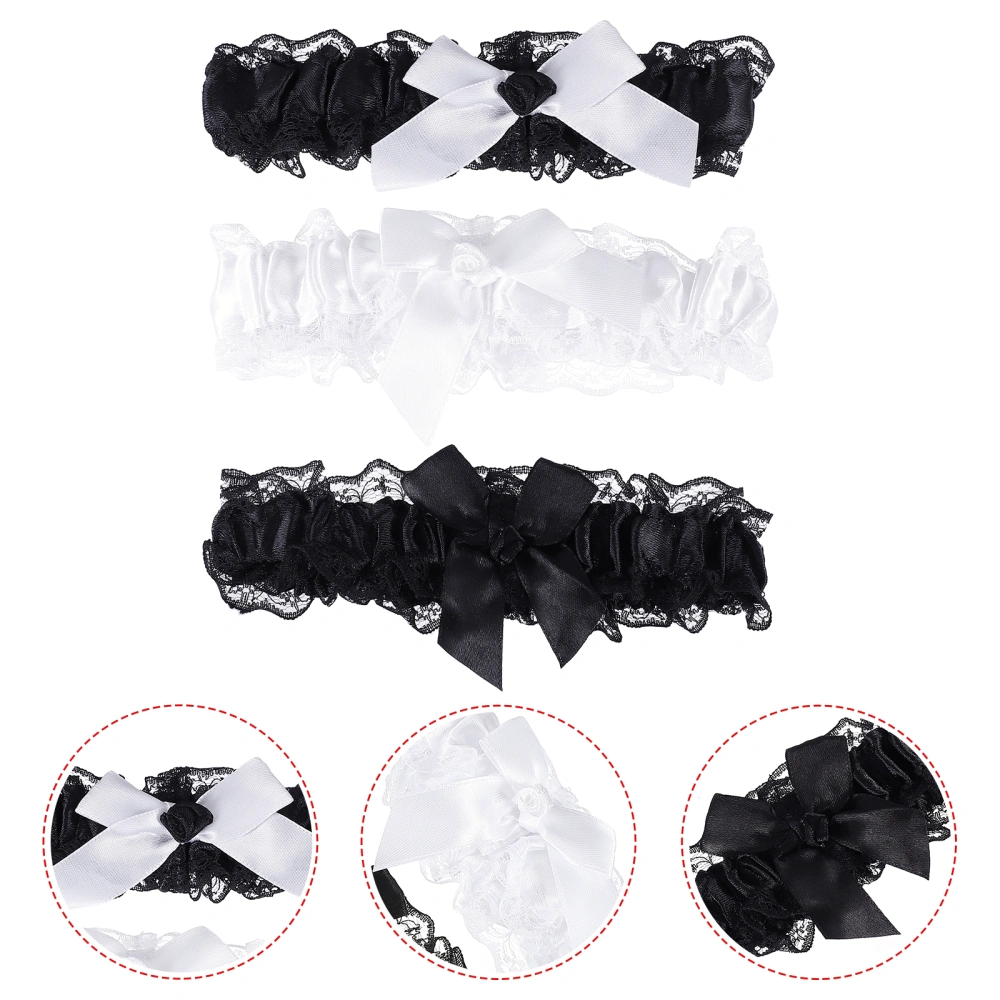 3 Pcs Bride Garter Lace Garter Bowknot Design Leg Belt Sexy Leg Band Ornament