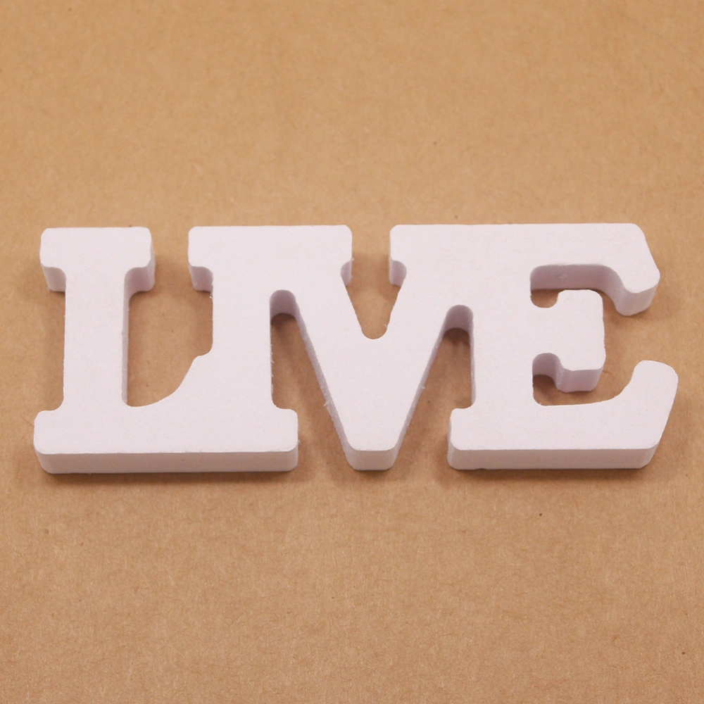 LIVE Desk Decor Wood Texture Letters Props Great Desktop Adornment for Home Living Room Decoration (White)