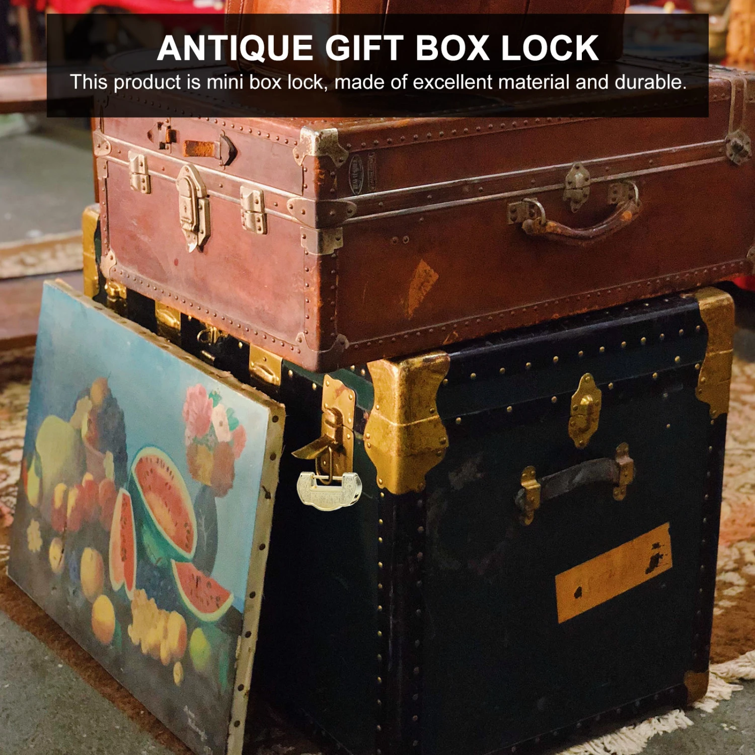 2pcs Antique Decorative Lock Retro Box Lock Suitcase Decor Latches with Keys