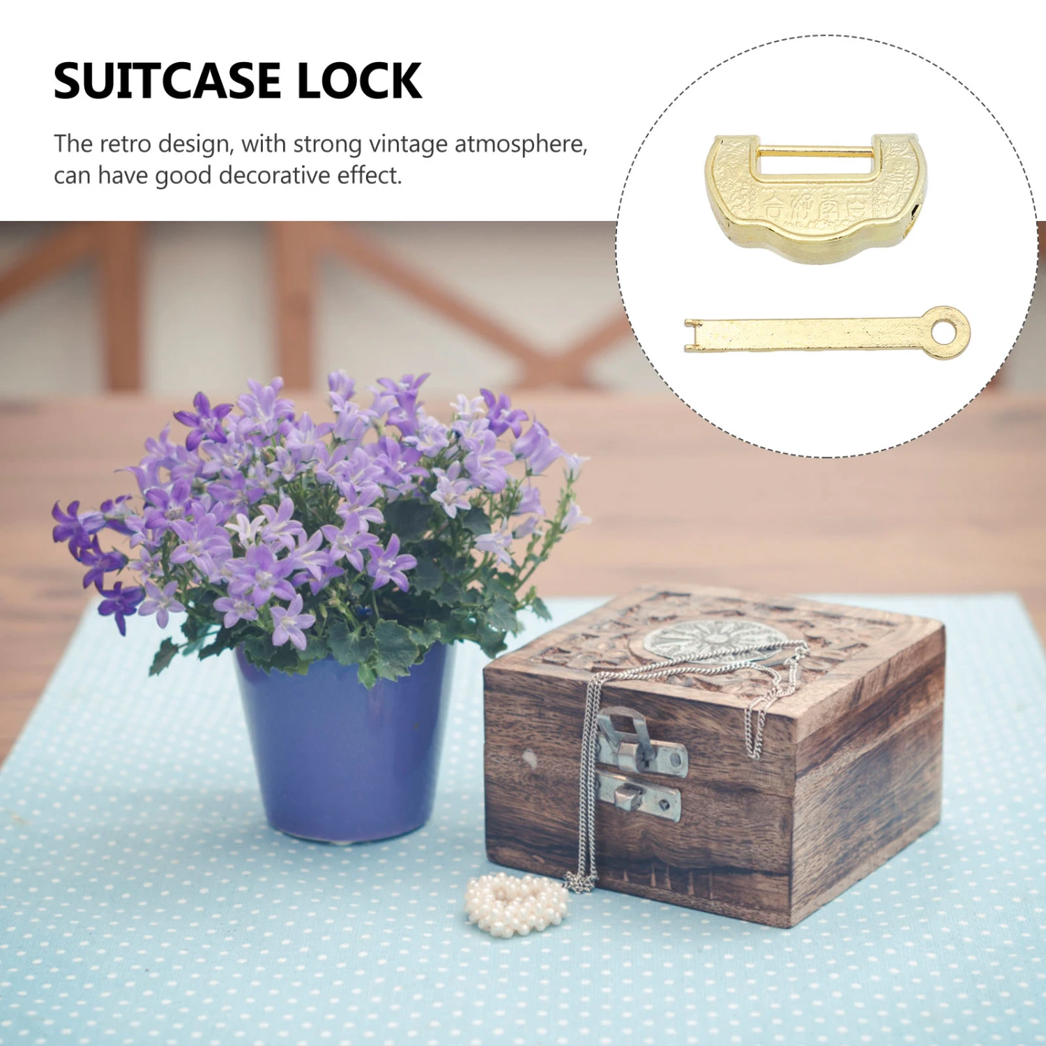 2pcs Antique Decorative Lock Retro Box Lock Suitcase Decor Latches with Keys
