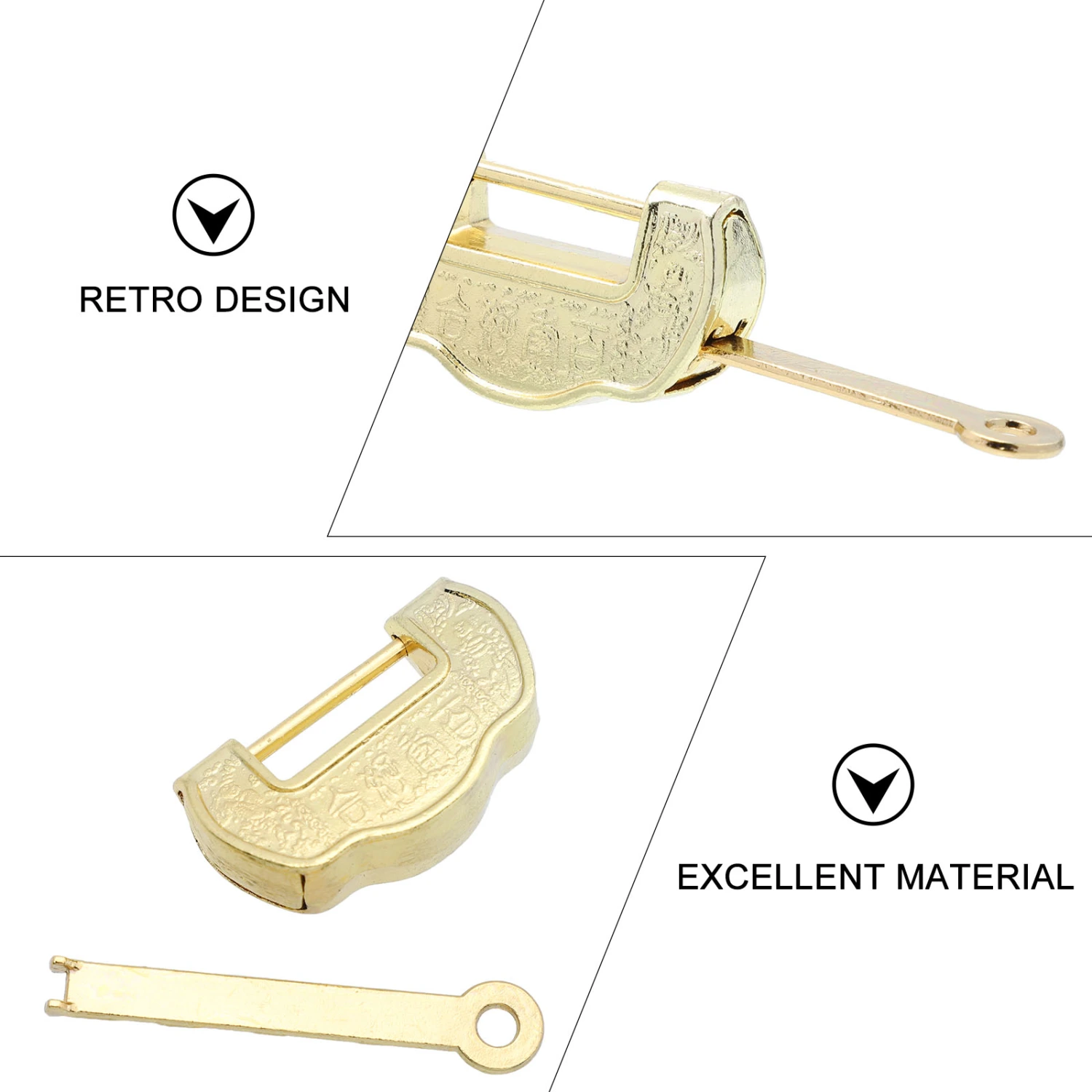 2pcs Antique Decorative Lock Retro Box Lock Suitcase Decor Latches with Keys