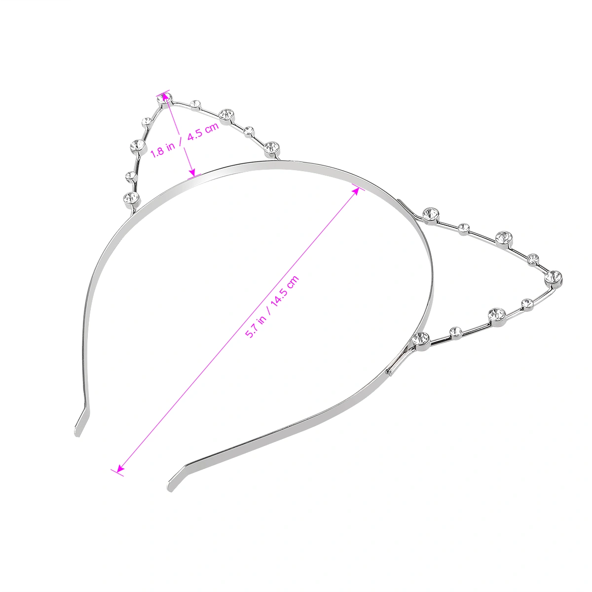 ROSENICE Rhinestone Headband with Cat Ears Fancy Dress for Costume Party (Silver)