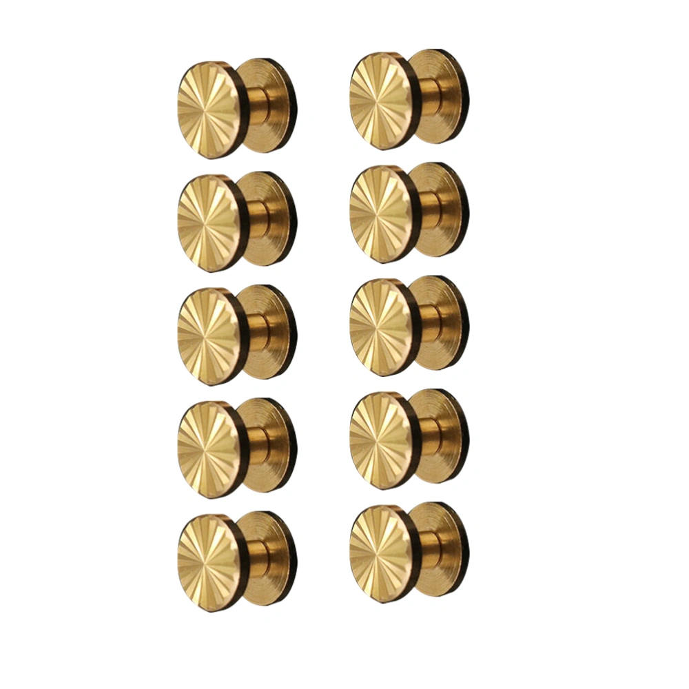 10pcs Solid Brass Sunflower Screws Stud Flat Fastener Belt Harness Nail Rivets Leather Craft DIY (10x4x4mm)