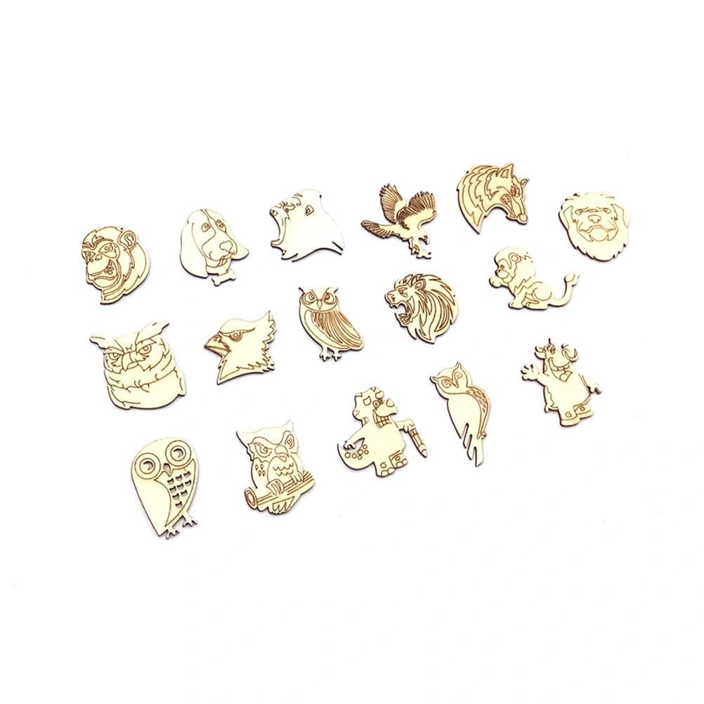 50pcs Natural Wooden Animal Pattern Crafts DIY Home Decor Wood Slices Embellishments Handicraft Scrapbooking Arts Accessory