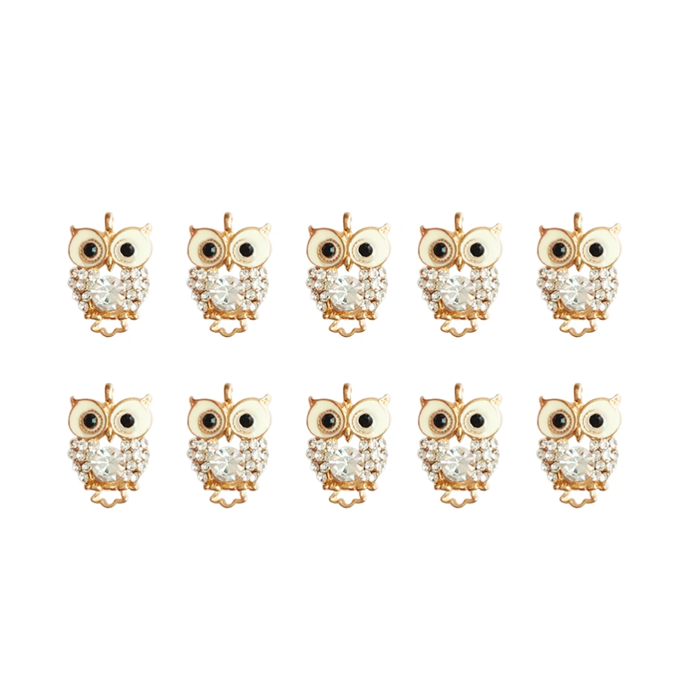 10pcs Stylish Owl Shape Pendants Charms Creative DIY Jewelry Making Accessory DIY Supplies for Necklace Bracelet (Golden)