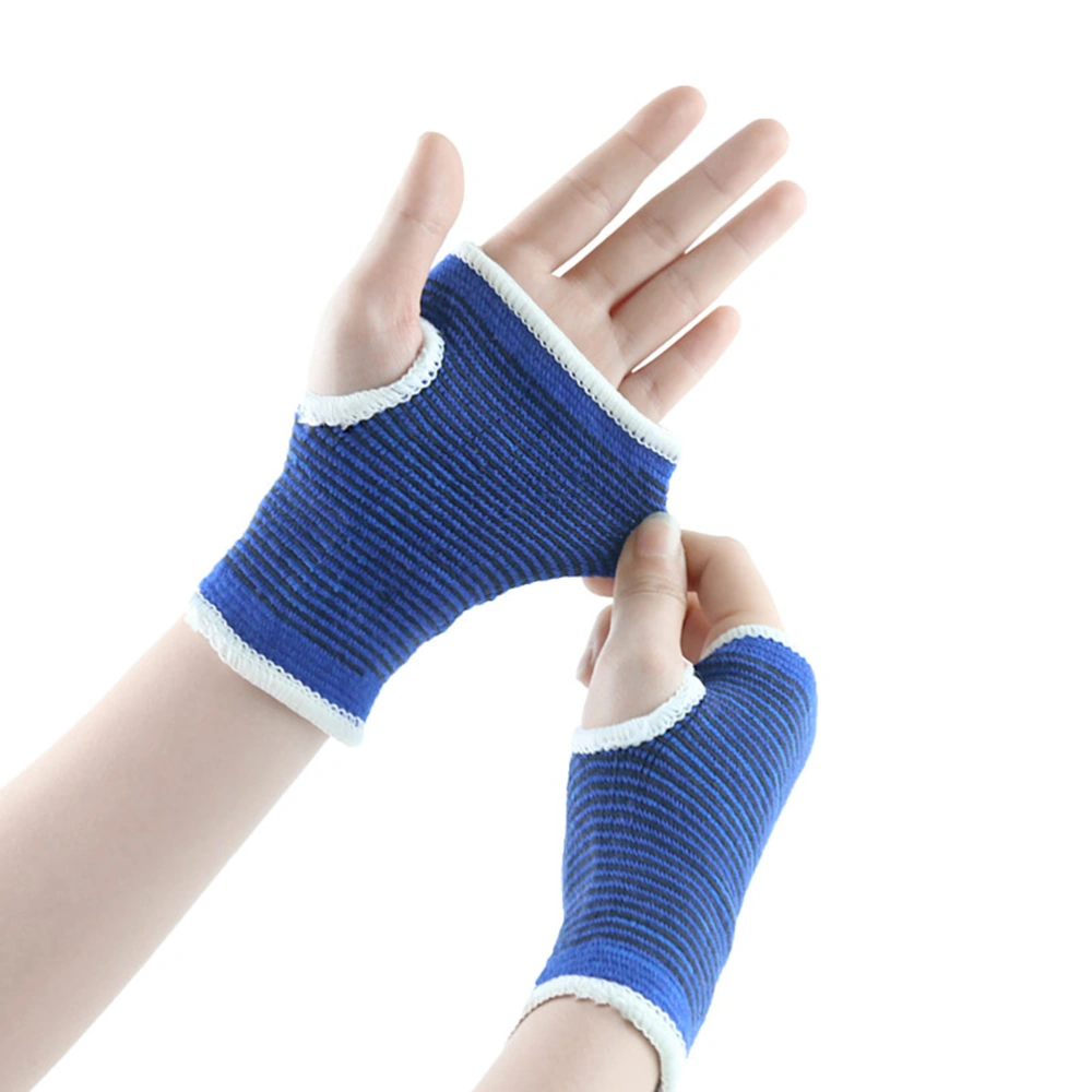 1 Pair Hand Protective Cover Men and Women Fitness Knitting Absorb Sweat Glove for Outdoor Exercise (Blue, Free Size)