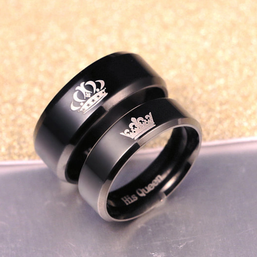 Couples Ring Titanium Steel Crown Stainless Steel Lover Rings Finger Ring for Wedding Promise Jewelry Size 6 (His Queen)