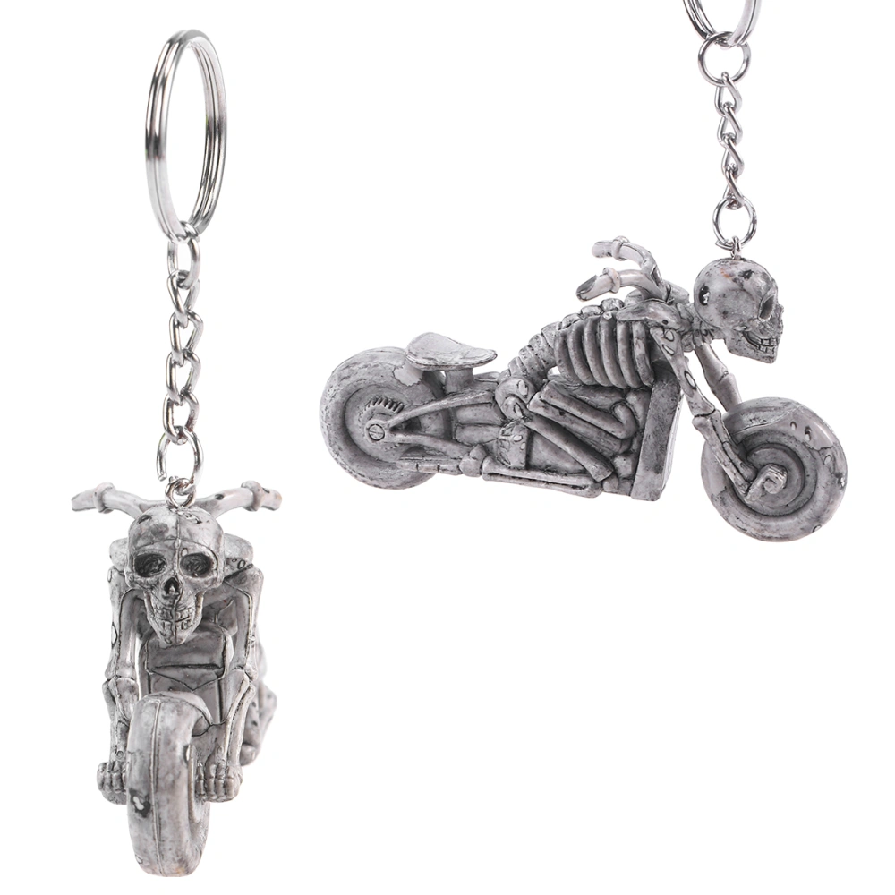 Fashion Motorcycle Skull Skeleton Keychain Rubber Keyring Keys Holder Handbag Decorations Hanging Pendant (Big Moto)