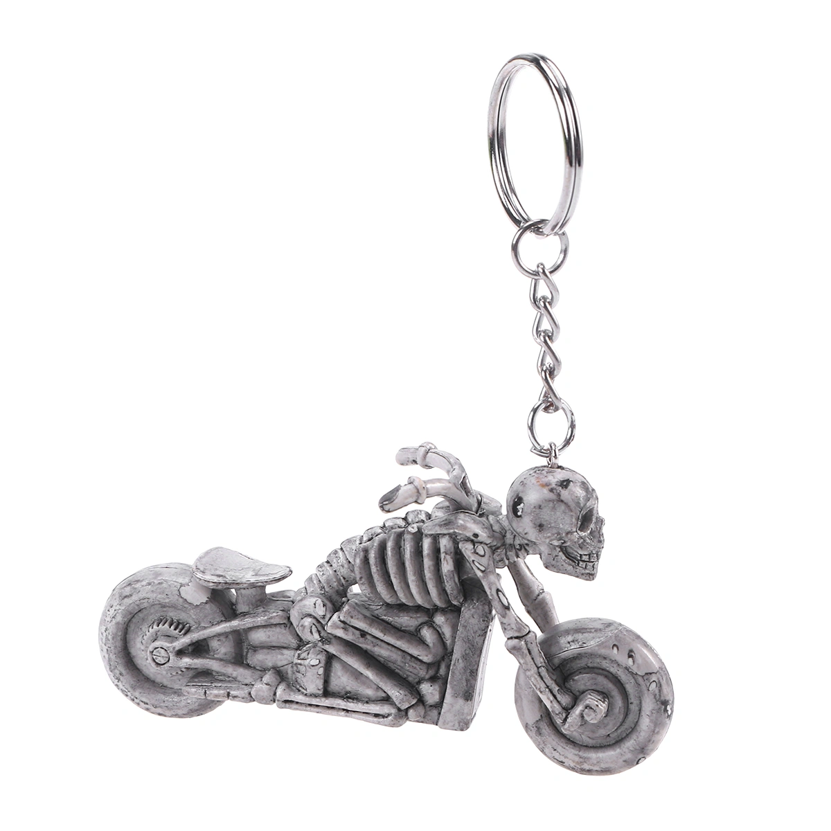 Fashion Motorcycle Skull Skeleton Keychain Rubber Keyring Keys Holder Handbag Decorations Hanging Pendant (Big Moto)