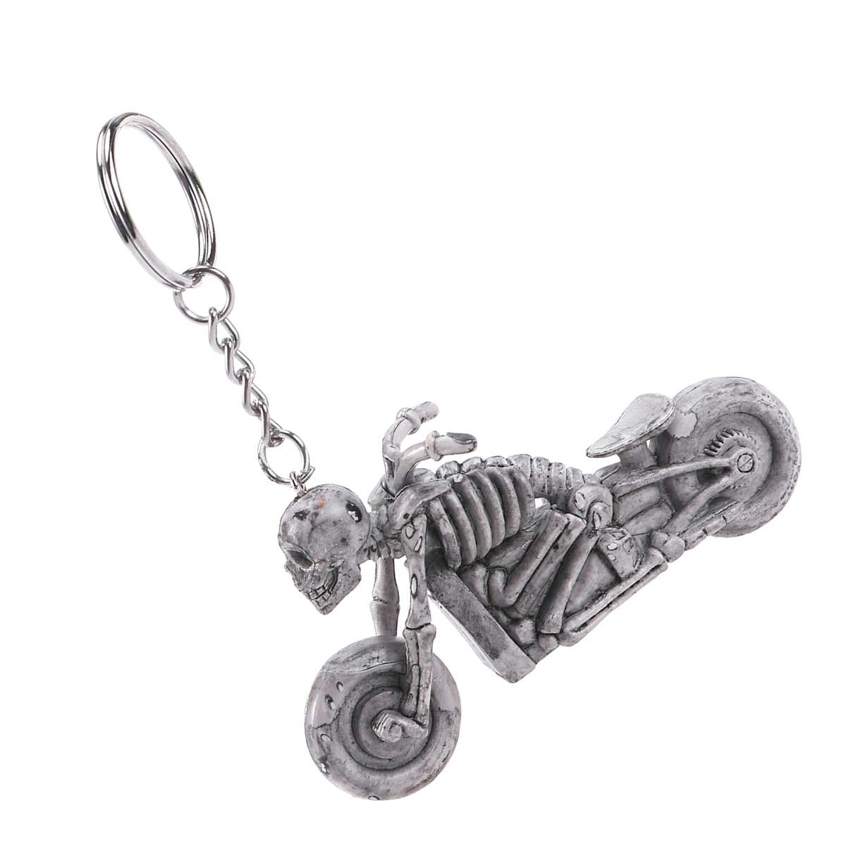 Fashion Motorcycle Skull Skeleton Keychain Rubber Keyring Keys Holder Handbag Decorations Hanging Pendant (Big Moto)