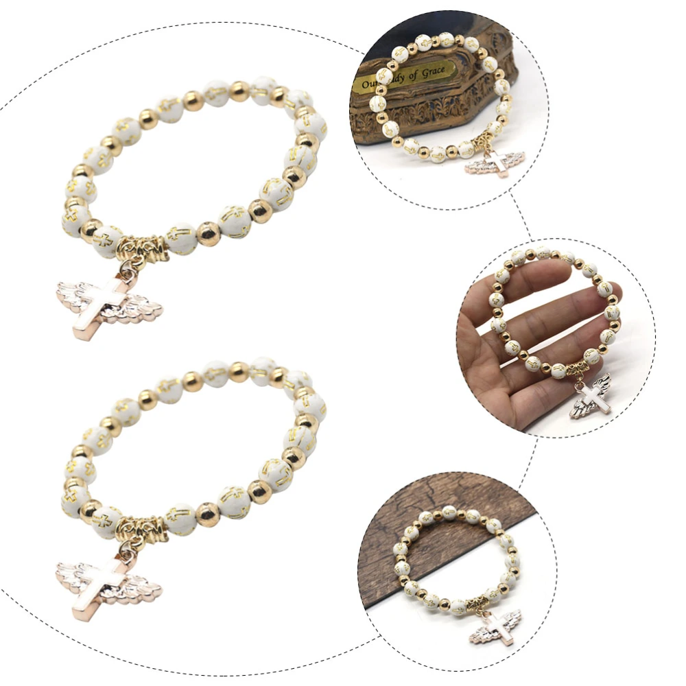 4Pcs Decorative Wrist Chain Creative Beads Bracelet Unique Hand Rope (White)