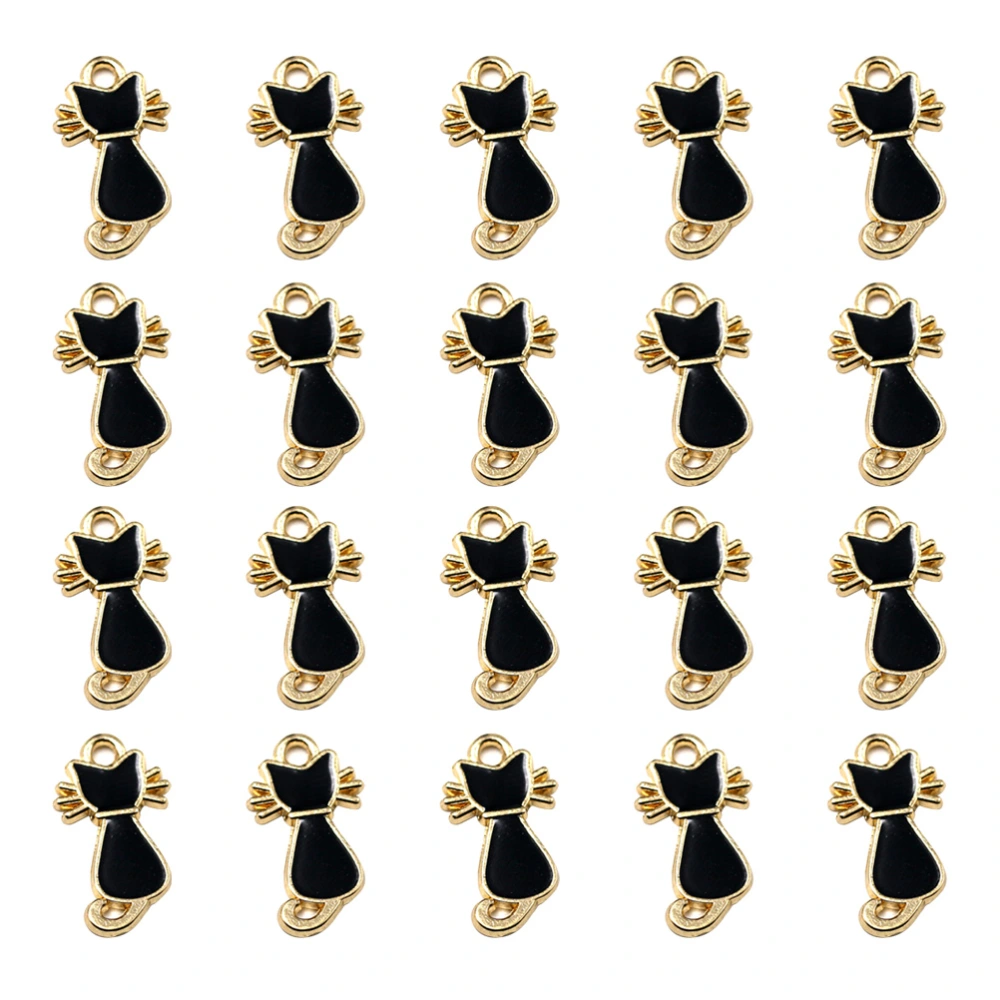 20pcs Alloy Cat Pendants Charms DIY Jewelry Making Accessory for Earrings Necklace (Black)