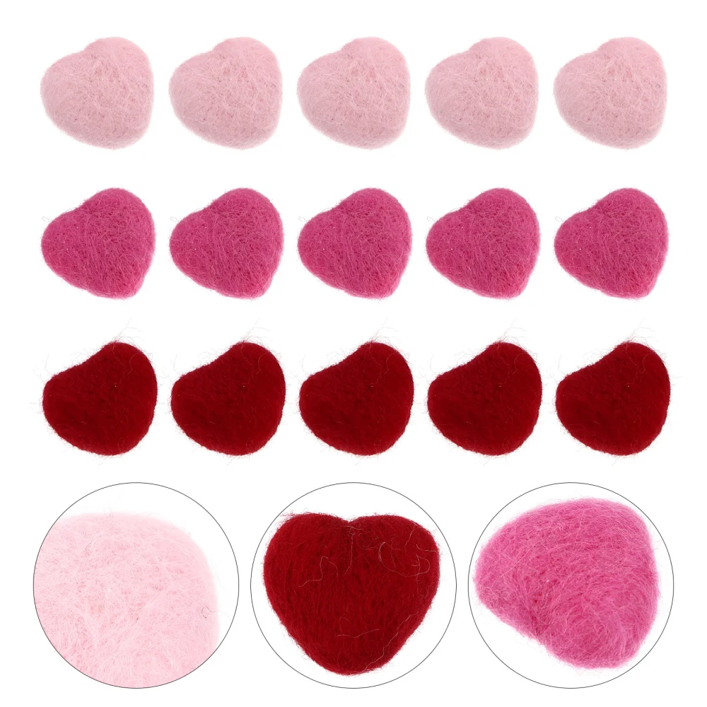 15pcs DIY Felt Heart Shape Ornaments DIY Felt Brooch Headdress Accessories