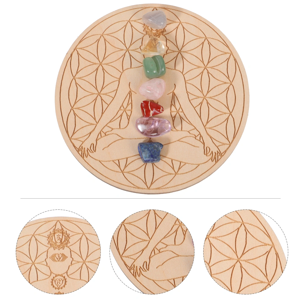 1 Set Seven Star Array Energy Stone Kit Chakra Healing Stone DIY Wood Board Set