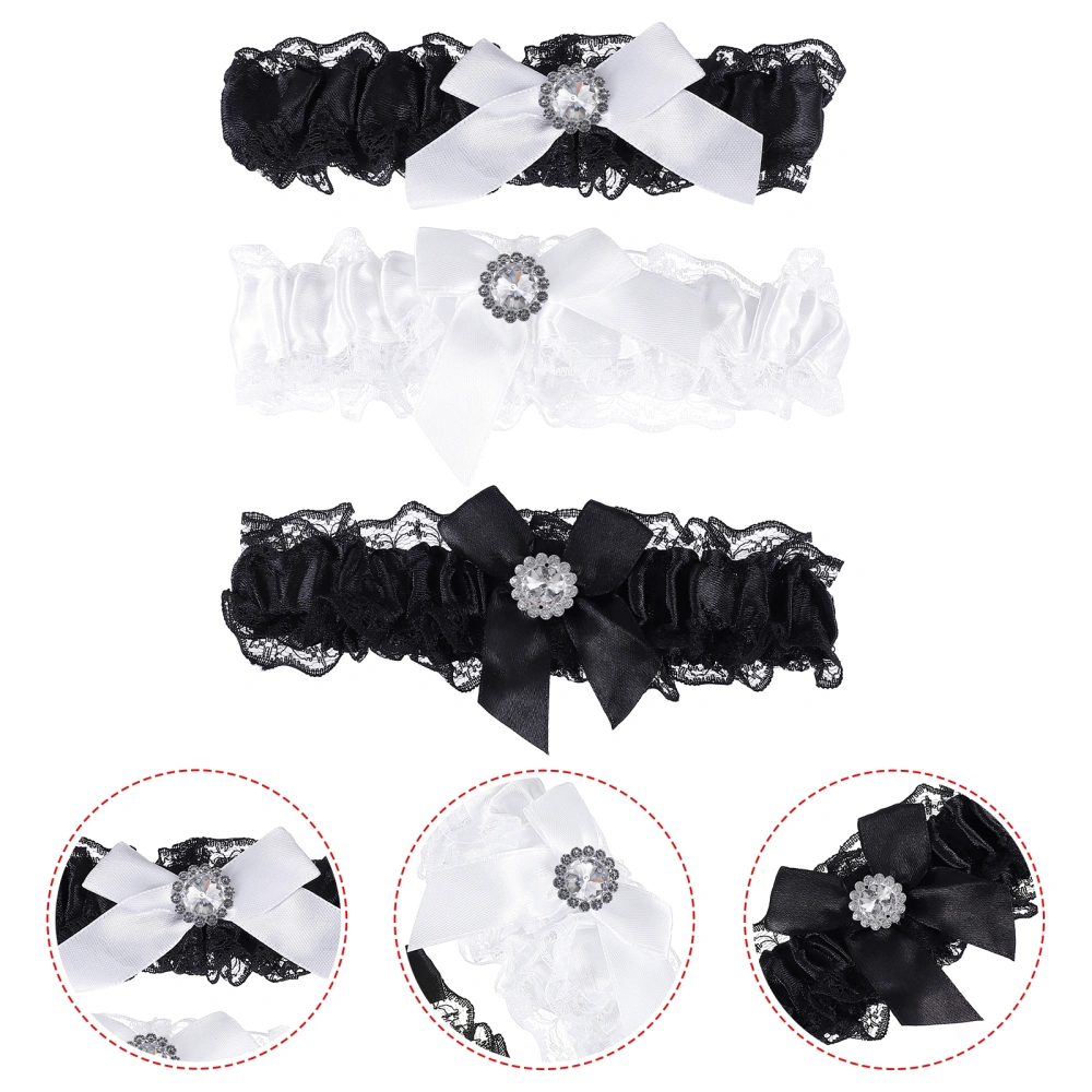 3 Pcs Bride Garter Lace Garter Bowknot Design Leg Belt Sexy Leg Band Ornament