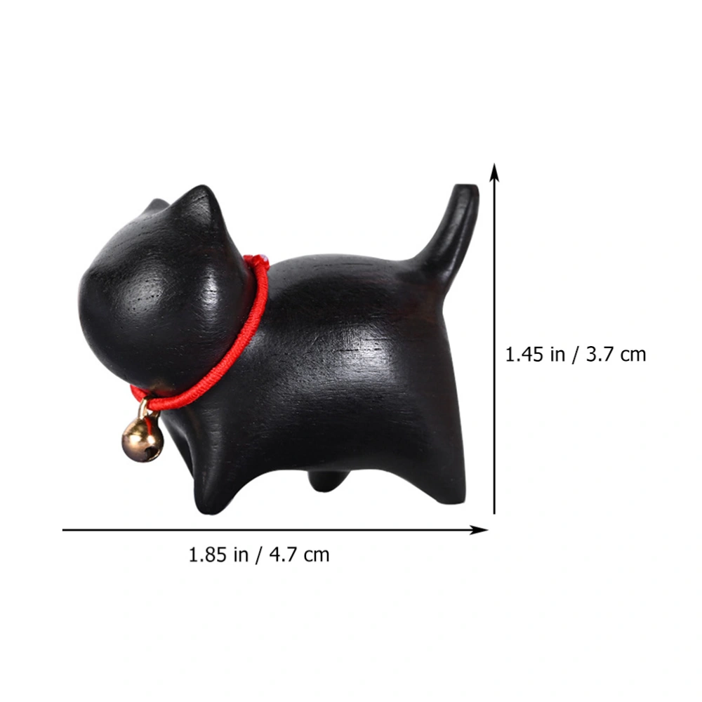 1pc Wood Carving Craft Cat Adornment Wooden Desktop Cat Decor Pen Holder