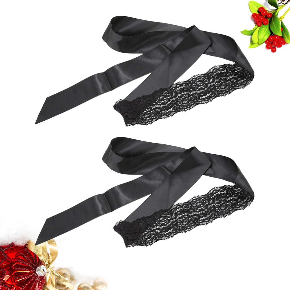 2pcs Black Sexy Lace Eye Mask Fashion Sexy Ribbon Blindfold Fun Play Eye Patch Game Accessories for Adult 