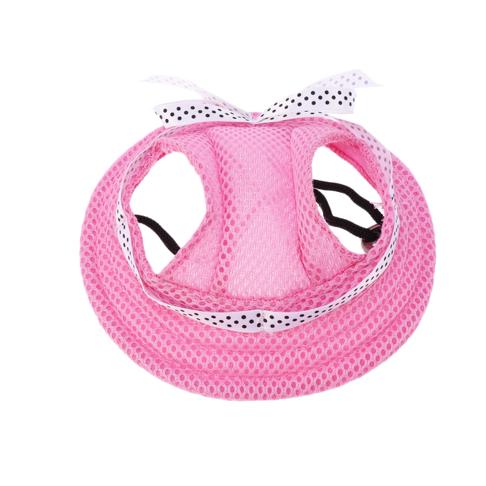 Pet Dog Mesh Porous Sun Hat with Ear Holes for Small Dogs - Size M (Pink)