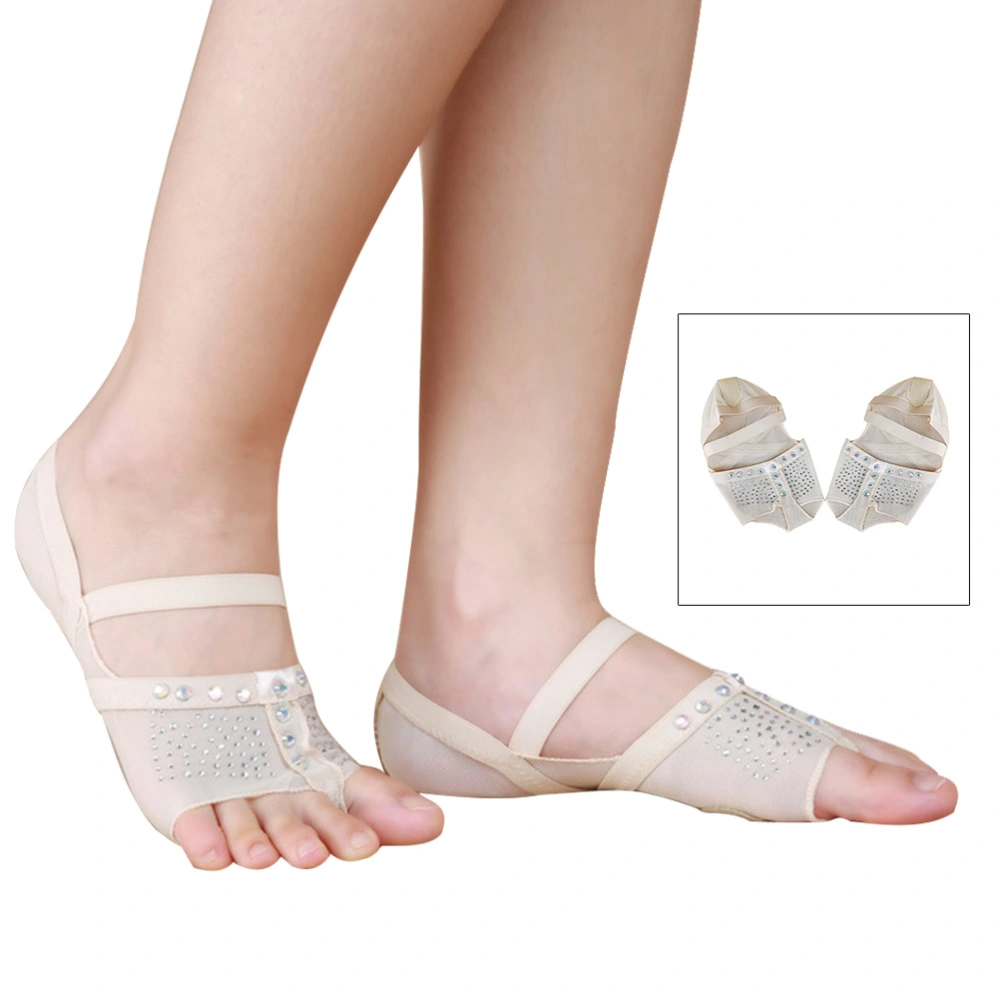 Comfortable A Pair Belly Ballet Dance Toe Pad Practice Shoes Foot Thong Protect Dance Socks Foot Care Accessories(Complexion,L 38-39)