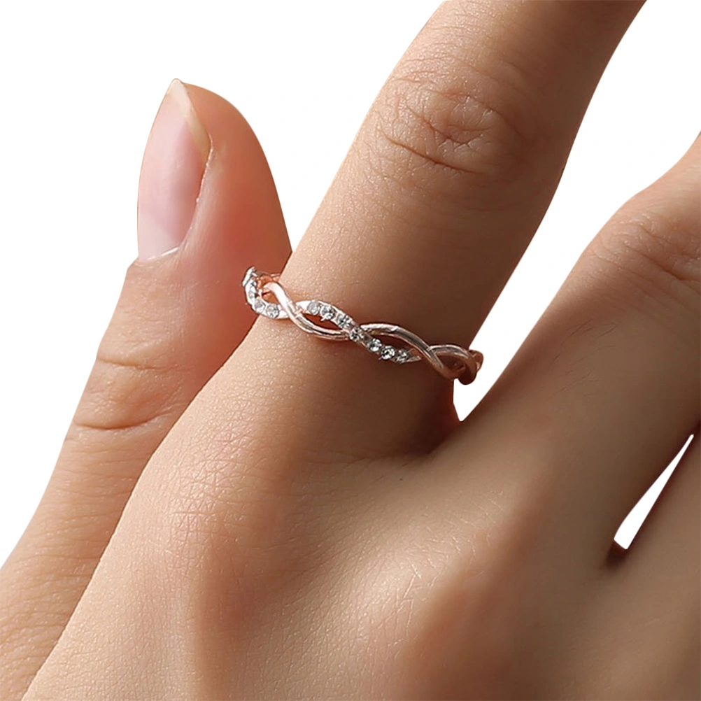 Rhinestone Ring Fried Dough Beautiful Personalized Durable Decorative Ring for Woman (Number 7)