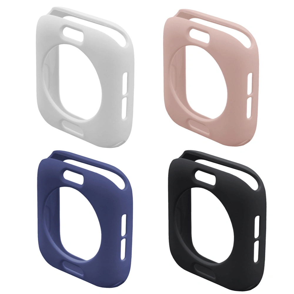 4pcs 44mm Candy Color Silicone Shell TPU Protective Bumper Case for Apple Watch Series 4(White, Sapphire, Pink, Black)